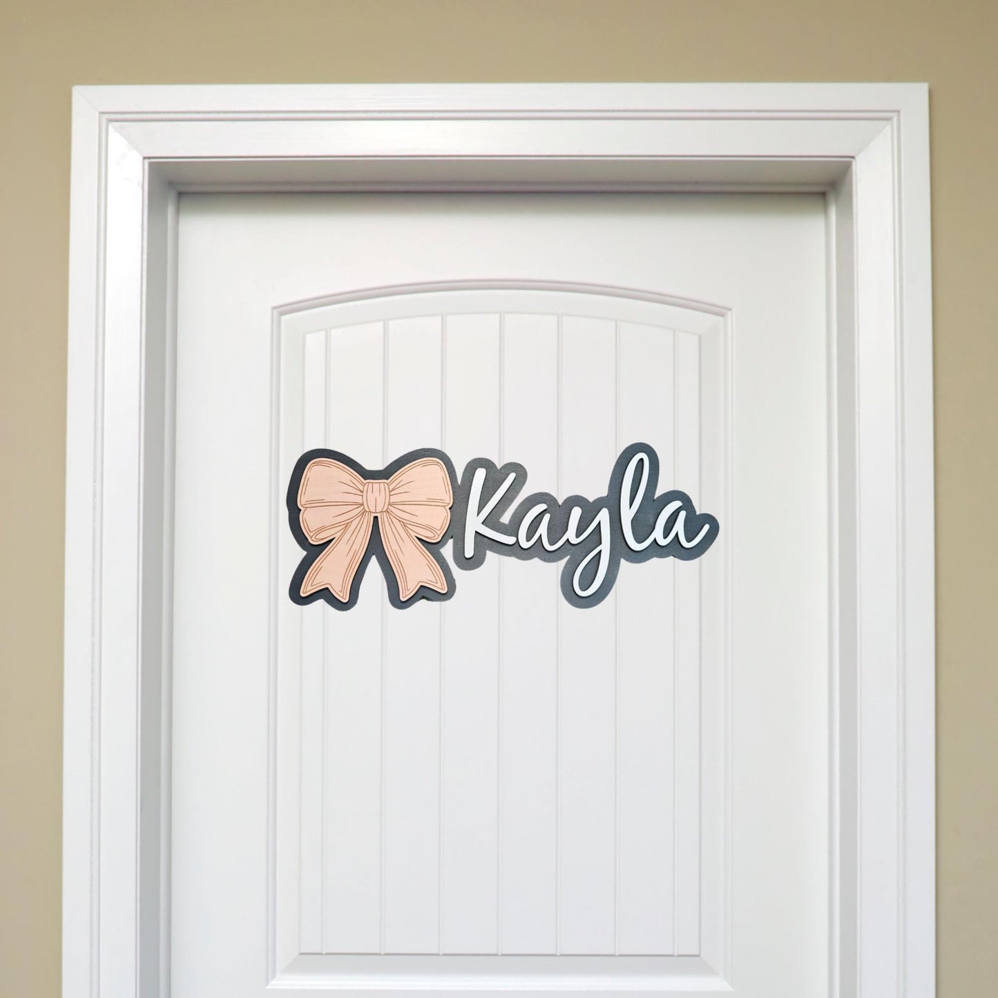 Personalized Kids Door Sign Bow, Childs Door Name Sign, 3D Bedroom Sign, Nursery Wall Name Sign, Kids Bedroom Door Name Sign, Custom Sign
