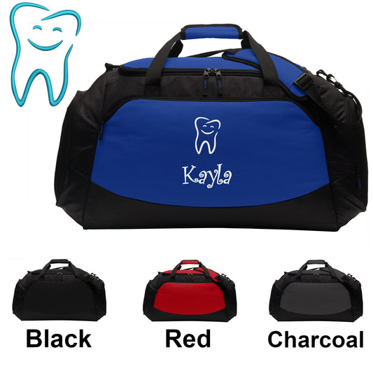 Personalized Dentist Large Duffle Bag, Tooth Design, Scrubs Bag, Embroidered Custom Name, Hospital Bag, Travel Bag, Monogrammed, Travel Gift