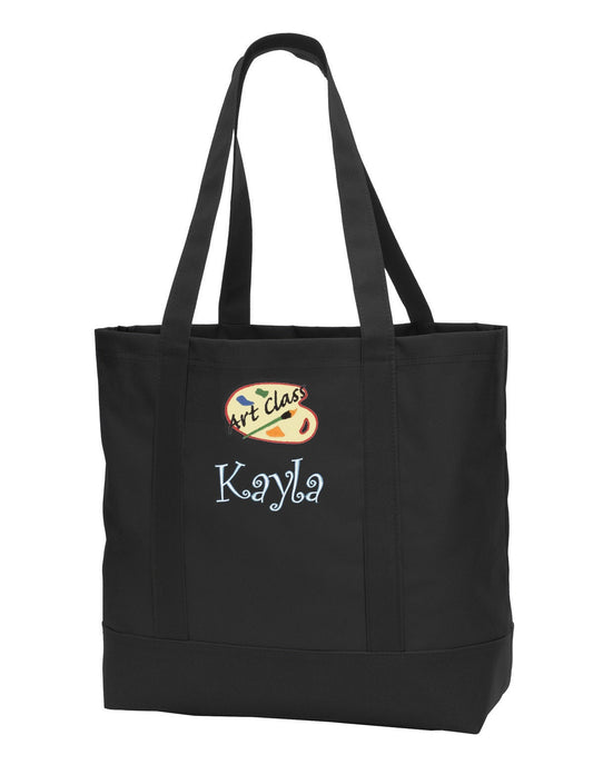 Personalized Black Art Class Tote Bag Embroidered School with Name of Your Choice