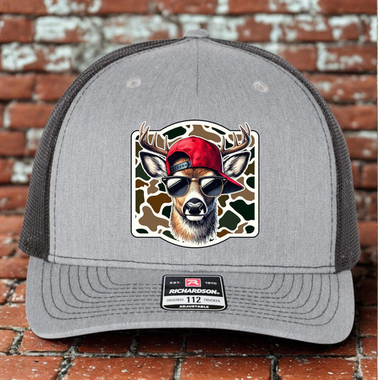 Deer Hunter Trucker Hat, Cool Buck Camo Hat Design, Richardson 112, Deer Hunter Dad Gift Husband Gift, Sportsman Gift, Printed Hat