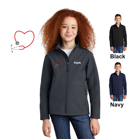 Personalized Kids Nurse Jacket, Heart Design, Embroidered Name, Child Coat, Medical Apparel for Children, Pretend Doctor, Warm Soft Shell
