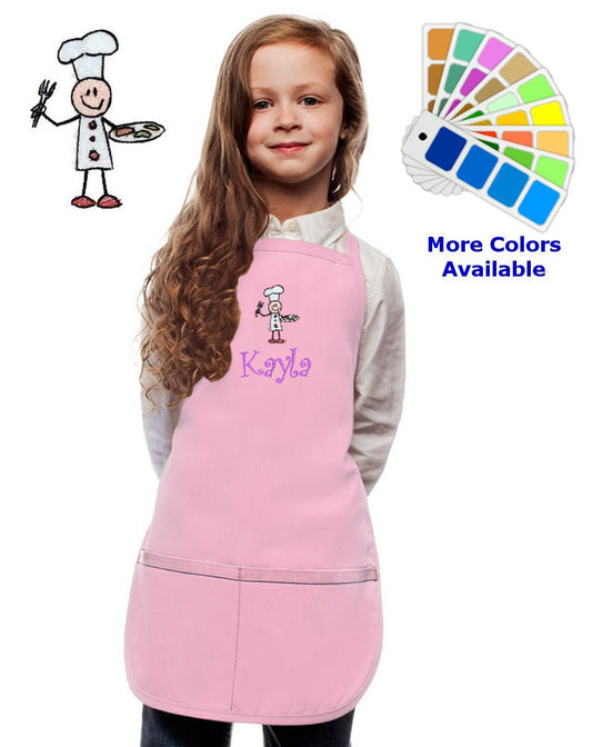 Personalized Kids Apron with Chef Embroidery Design, Monogrammed Chef Uniform, Art Gift, Chef Gift, Cooking Party, Art Party, School Aprons