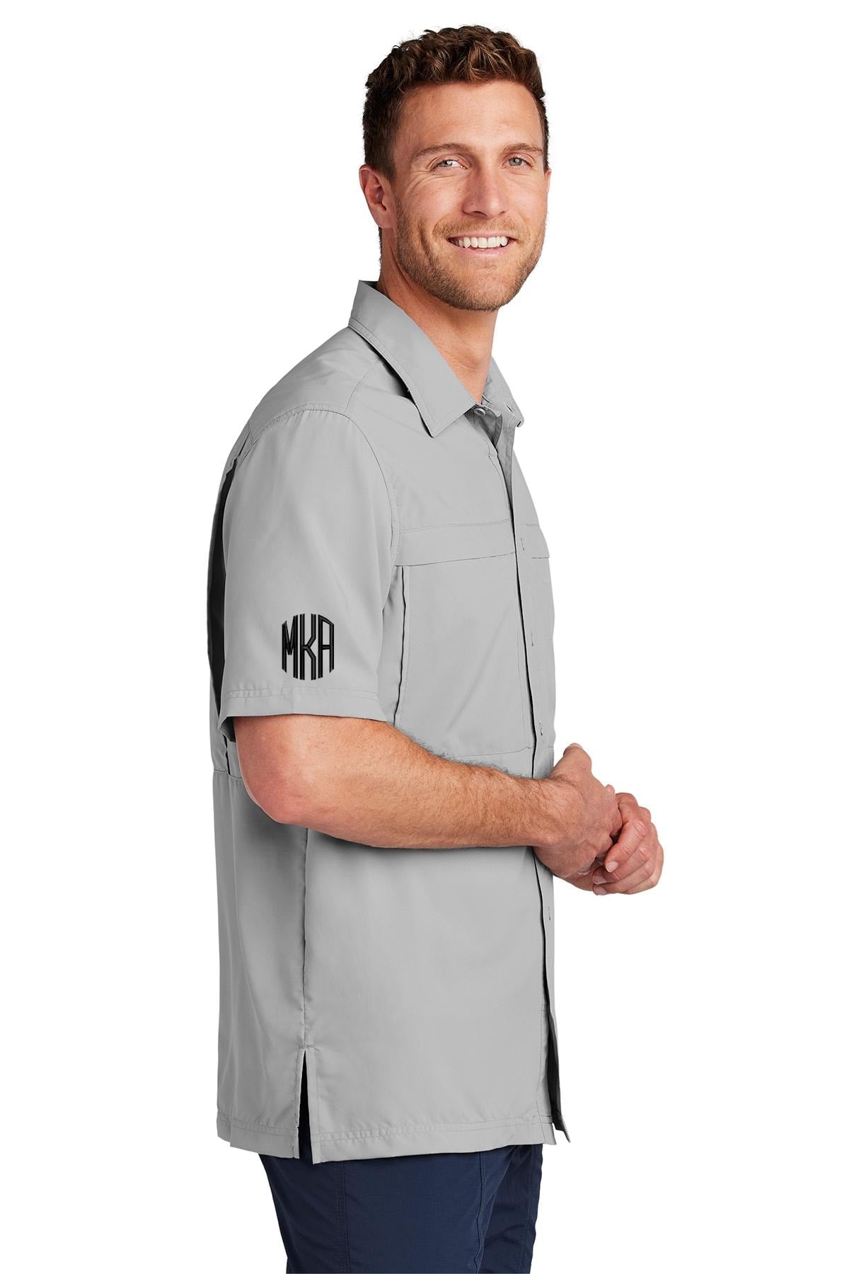 Monogrammed Fishing Shirt, Embroidered Button Down Shirt, Boating Yacht Shirt, Lightweight, Moisture Wicking Shirt, Dad Fisherman Gift