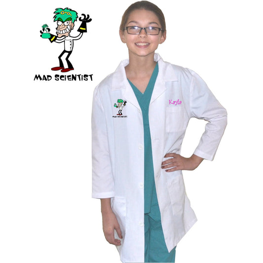 Kids Mad Scientist, Personalized Lab Coat, Halloween Costume, Crazy Professor, Science Gift