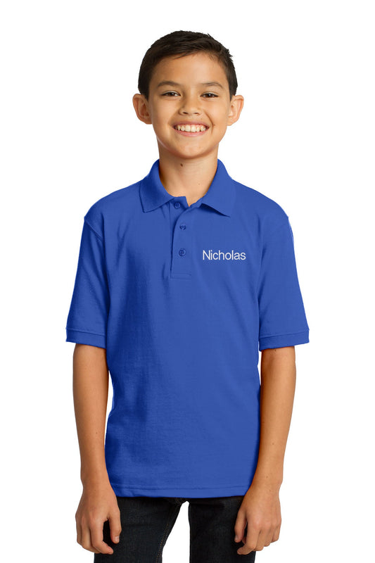 Personalized Kids Royal Blue Polo Shirt Embroidered Monogrammed with a Name or Text of Your Choice