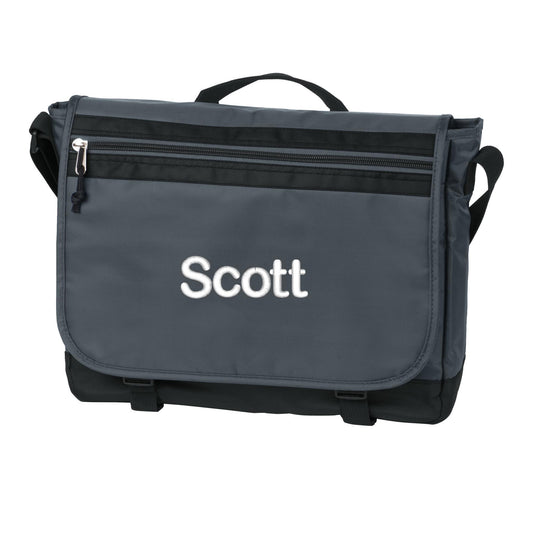 Personalized Briefcase Messenger Embroidered with Your Name, Perfect Student Mom Dad Gift, Durable Two Tone Padded Laptop Computer Bag
