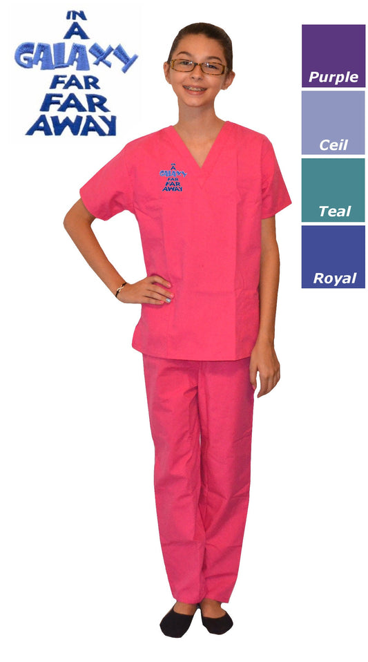 Kids Scrubs with In a Galaxy Far Far Away Embroidery Design