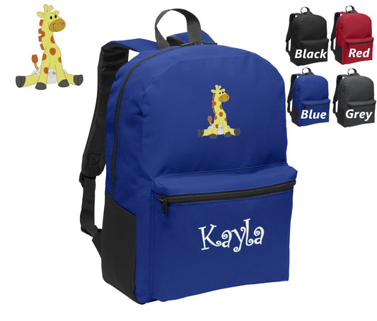Personalized Kids Backpack Embroidered Giraffe with Name of Your Choice Perfect Kids School Gift