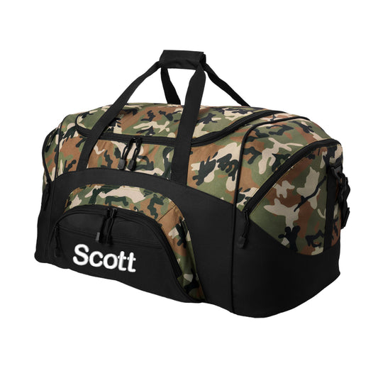 Personalized Large Tactical Camo Duffel Bag, Duffle Range Bag, Quality Bag, Workout, Camouflage, Athlete Gift, Embroidered with Name or Text