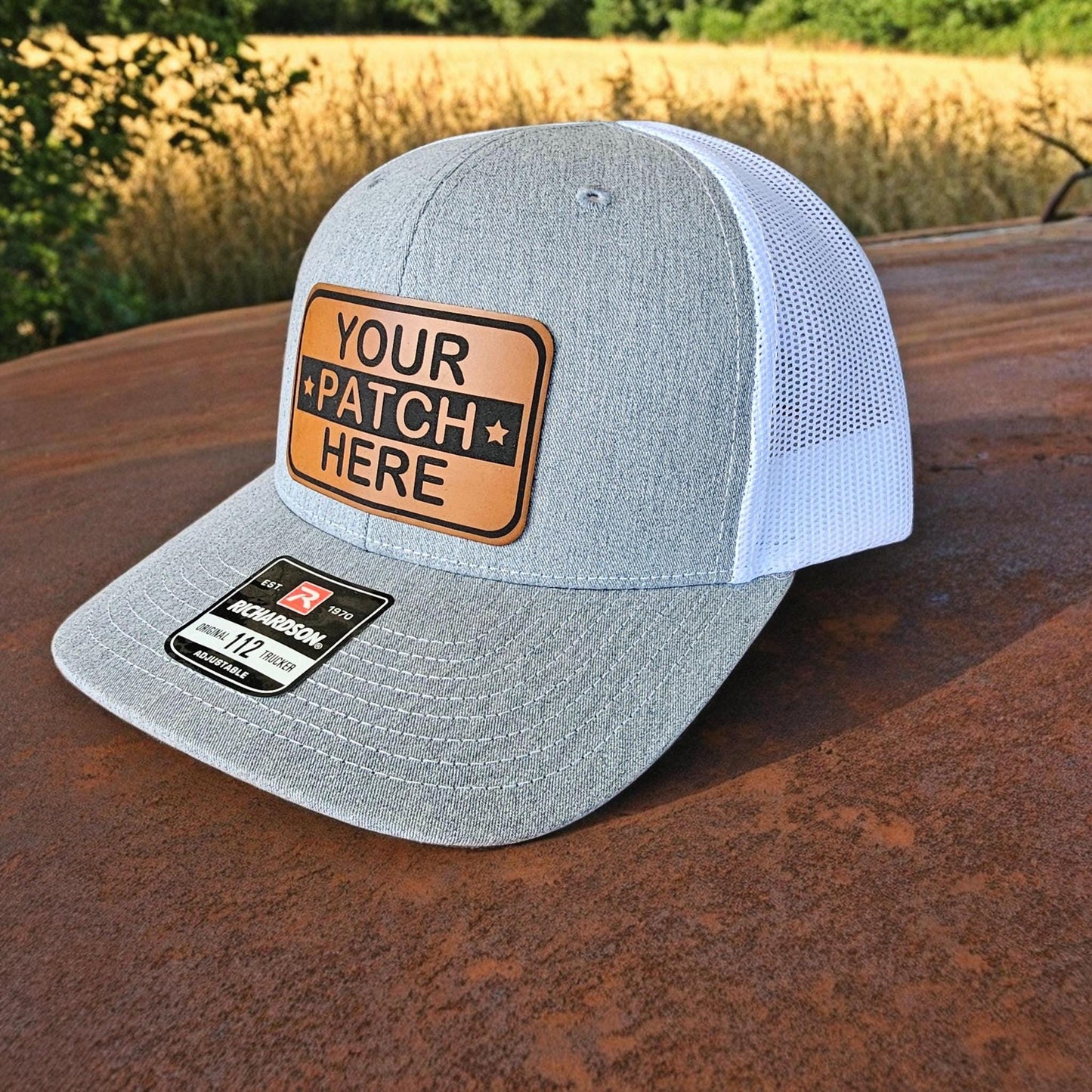 Don't Tread on Me Leather Patch Trucker Hat with Gadsden Flag, Richardson 112, Military Gift, Dad Gift, Husband Veteran Hat, Laser Engraved