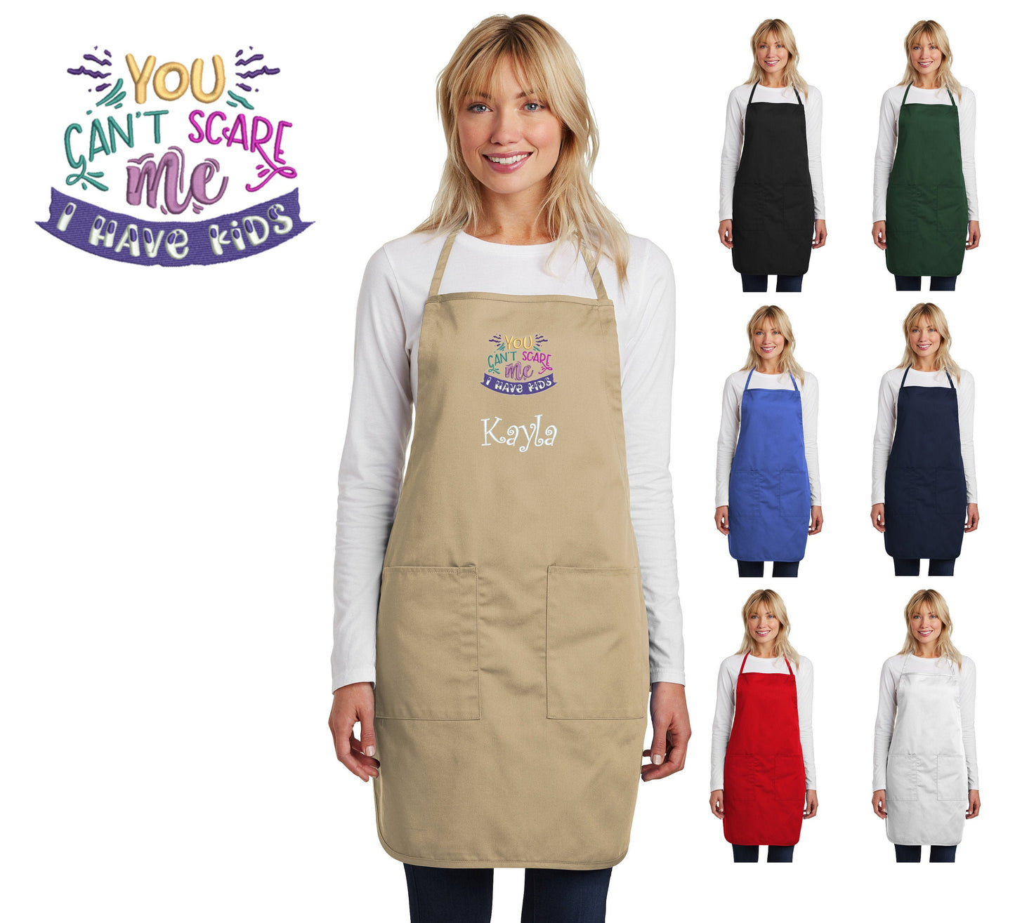 Personalized Mom Apron, Embroidered Moms Name, Mothers Day Gift, Kitchen Gift, Restaurant Apron, Monogrammed Mom Cooking Gift, Funny Apron