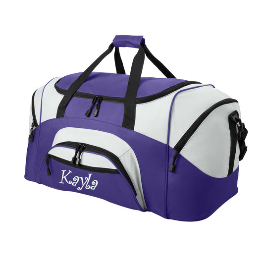 Personalized Womens Large Purple Duffel Bag, Duffle Gym Bag, School PE, Quality Bag, Workout, Sports, Athlete Gift, Embroidered Name or Text