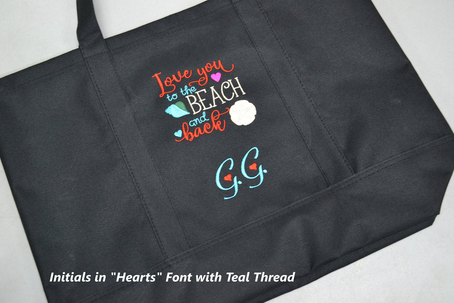 Personalized Beach Tote Bag, Embroidered with Love You to the Beach and Back, with Name, Summer Tote, Perfect Mom Wife Gift
