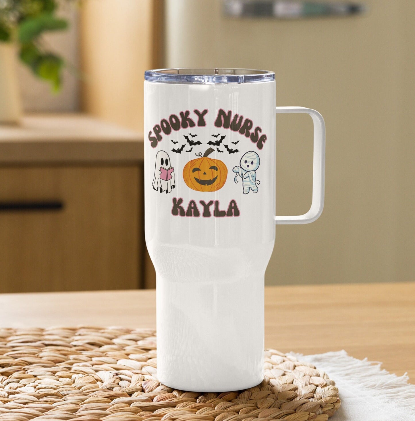 Custom Spooky Nurse Tumbler, Funny Nurse Halloween Mug, Retro Nurse Travel Cup, Cute Nurse Gift, Halloween Nurse Gift, Nursing Mug