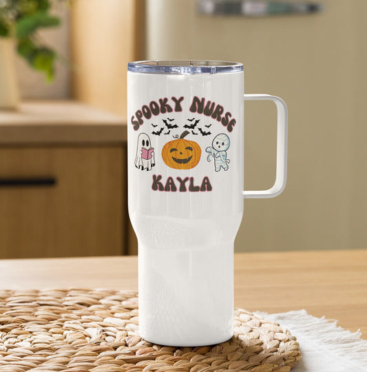 Custom Spooky Nurse Tumbler, Funny Nurse Halloween Mug, Retro Nurse Travel Cup, Cute Nurse Gift, Halloween Nurse Gift, Nursing Mug