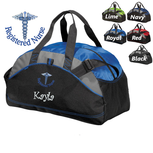 Personalized Registered Nurse RN Duffle Bag, Scrubs Bag, Embroidered Custom Name, Hospital Bag, Travel Bag, Monogrammed, Travel Gift