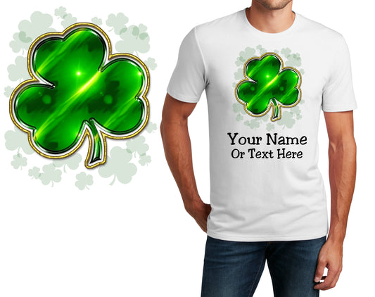 Personalized T-Shirt St Patricks Day 3 Leaf Clover Design, Holiday Shirt, Tee, Custom Name, Dad Gift, Irish Gift, Unisex, Womens Tee