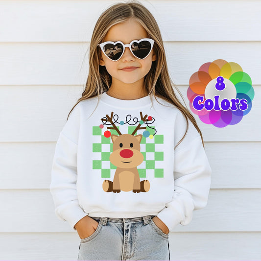 Kids Reindeer Sweatshirt, Christmas Sweater, Custom Christmas Gifts, Christmas Gifts For Kids, Reindeer Sweatshirt, Christmas Kids Gifts