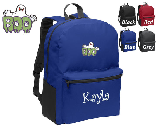 Personalized Kids Backpack Embroidered Ghost Boo Monogrammed with Name of Your Choice Perfect Kids School Gift