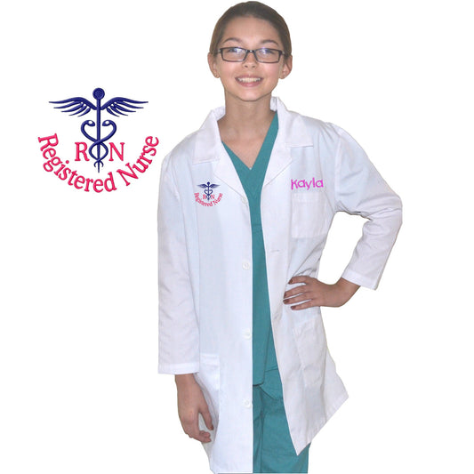 Personalized Kids Lab Coat with RN Nurse Embroidery Design little Doctors and Nurses, Youth Lab Coat, Child Coat, Hallowen Costume