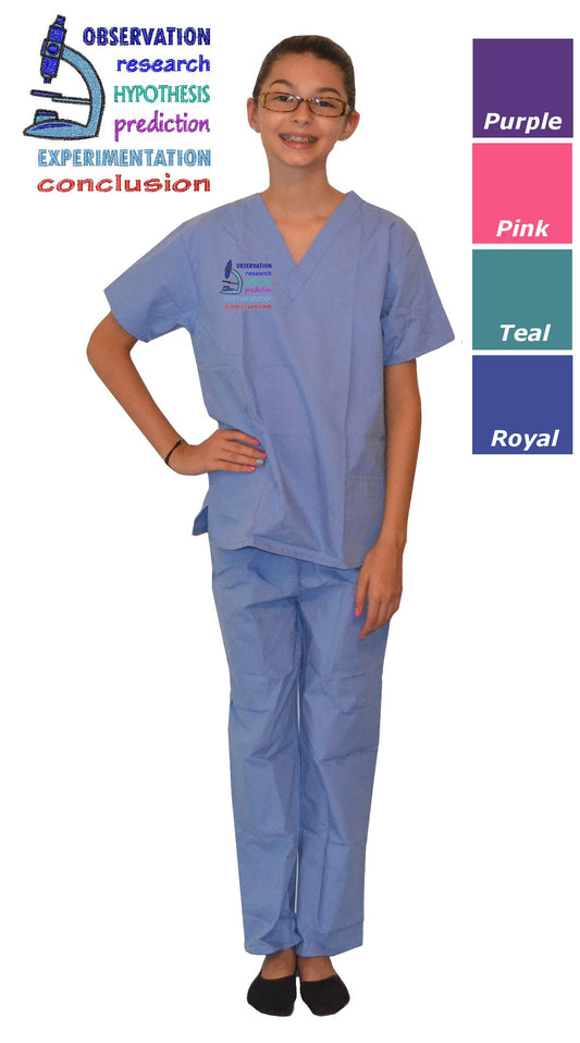 Kids Scrubs with Scientific Method Embroidery Design