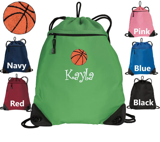 Personalized Basketball Coach Cinch Pack, Coach Gift, Drawstring Gym PE Pool Backpack, Embroidered Monogrammed with Custom Name