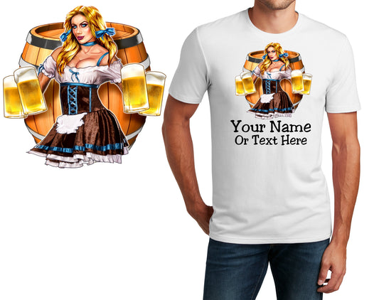 Personalized T-Shirt Octoberfest Beer Waitress Design, Sports Shirt, Custom Shirt Name, Dad Gift, Bartender Gift, Unisex Womens Tee