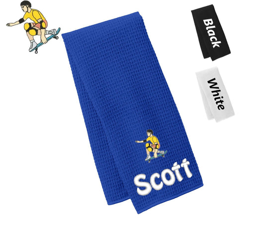 Personalized Skateboard Towel, Gym Towel, Workout Towel, Fitness Towel, Waffle Microfiber, Embroidered Name, Monogrammed Sports Gift