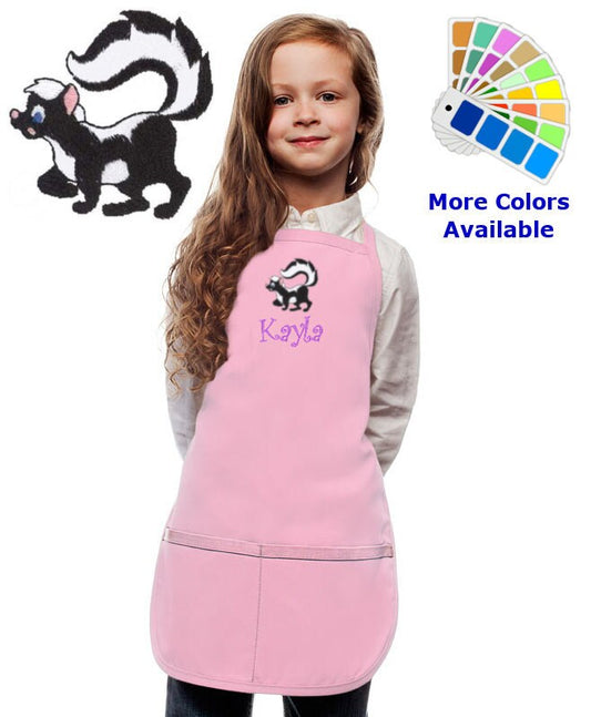 Personalized Kids Apron with Skunk Embroidery Design