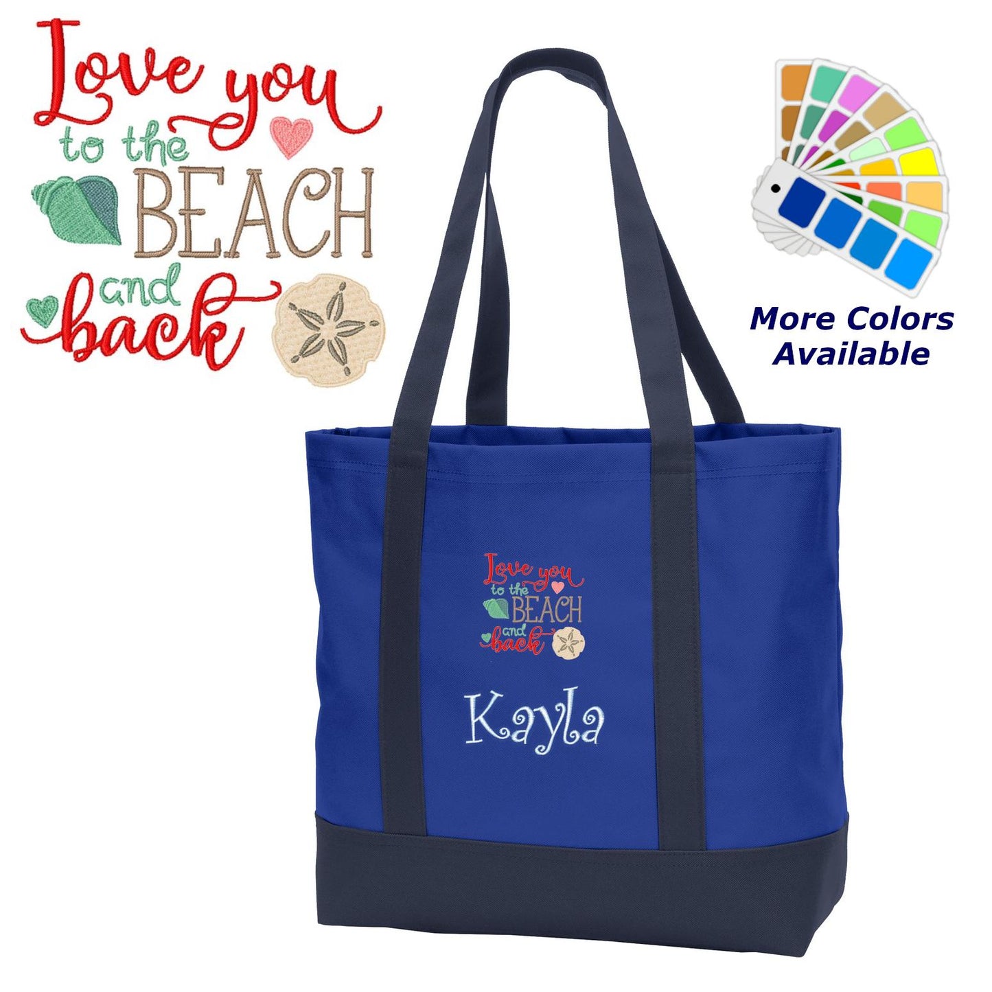 Personalized Beach Tote Bag, Embroidered with Love You to the Beach and Back, with Name, Summer Tote, Perfect Mom Wife Gift