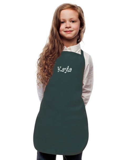 Personalized Hunter Green Kids Apron, Cooking Kitchen Gift, School Gift, Student Gift, , Cooking Party, Art Party Low Price Apron