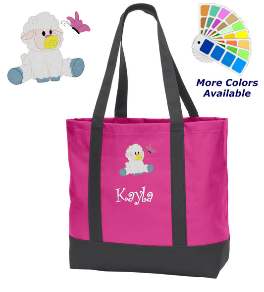 Personalized Diaper Bag, Embroidered Lamb Sheep, Bag, Infant Bag, Name of Your Choice, Shower Gift