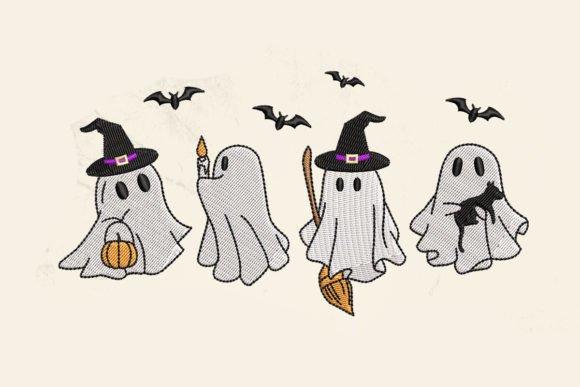 Embroidered Halloween Cute Ghost Sweatshirt, Sweatshirt with Ghost Witch Design, Warm Fall Sweatshirt, Fall Gift, Gift, Womens
