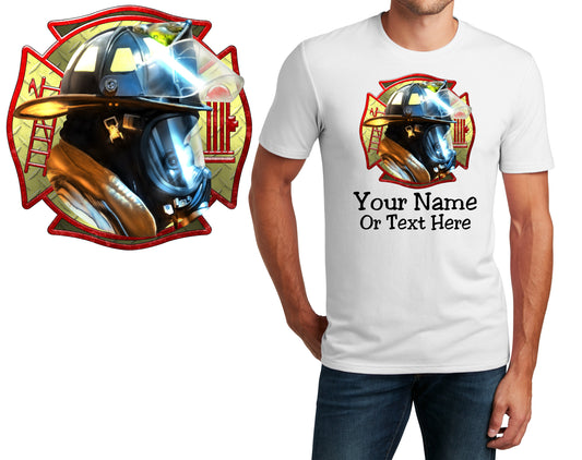 Personalized T-Shirt Firefighter Maltese Cross Design, Fire Shirt, Custom Shirt, Custom Name, Dad Gift, Fireman Gift, Unisex Womens Tee