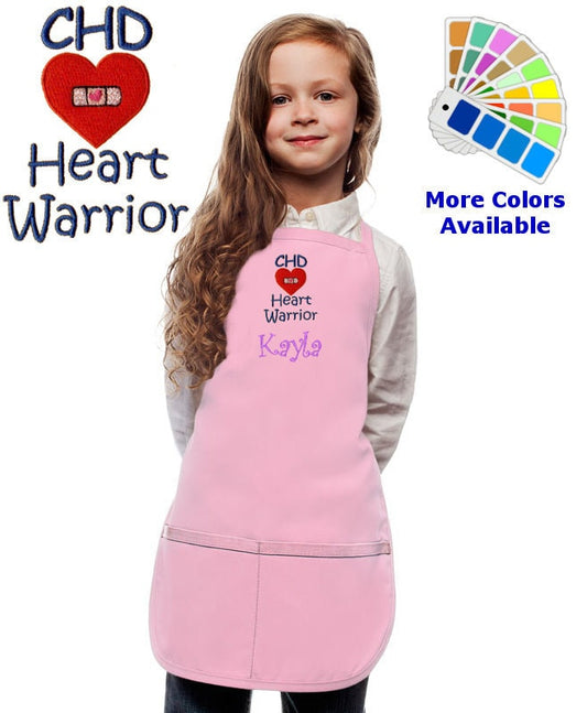 Personalized Kids Apron with CHD Heart Warrior Embroidery Design Congenital Heart Defect