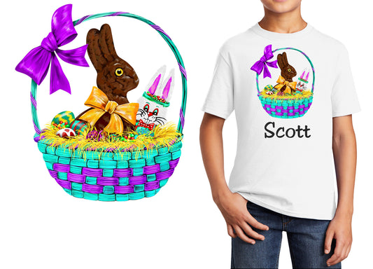 Personalized Kids T-Shirt Chocolate Easter Bunny Design, T-Shirt, Colorful, Cotton, Low Price Inexpensive Tee Shirt, Kids Gift, Easter Gift