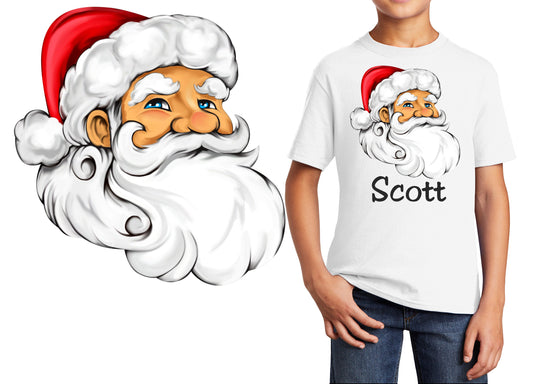 Personalized Kids T-Shirt Santa Claus Christmas Design, T-Shirt, Colorful, Cotton, Low Price Inexpensive Tee Shirt, Student School Gift