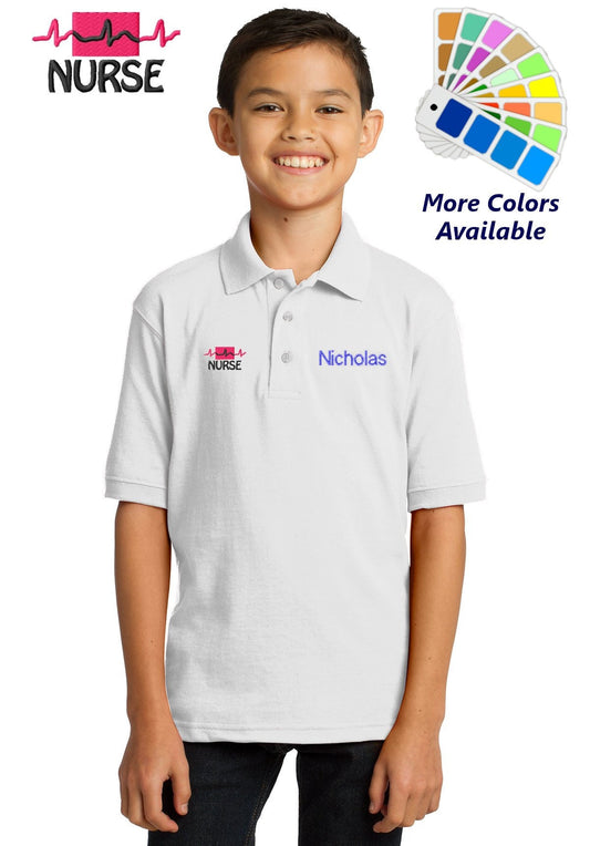 Personalized Kids Polo Shirt Embroidered Nurse Monogrammed with a Name or Text of Your Choice
