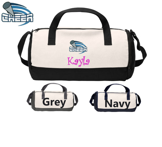 Personalized Cotton Cheerleader Duffel Bag, Beach Gym School PE Pool Duffle, Embroidered, Monogrammed Custom Name, Kids Gift, School Gift