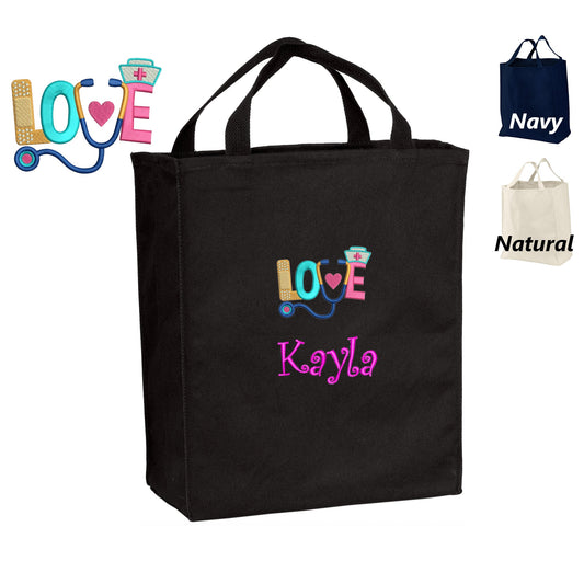 Personalized Kids Doctor Bag, Love Design, Embroidered Name, Child Dr. Bag Medical Toy for Children, Pretend Doctor Gift, Tote