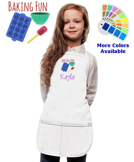 Personalized Kids Apron with Baking Fun Embroidery Design, Monogrammed Chef Uniform, Art Gift, Chef Gift, Cooking Party, Art Party, School
