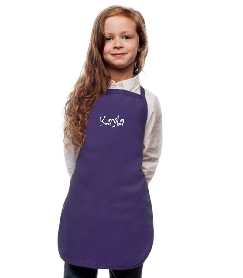 Personalized Purple Kids Apron, Cooking Kitchen Gift, School Gift, Student Gift, Cooking Party, Art Party, Low Price Apron