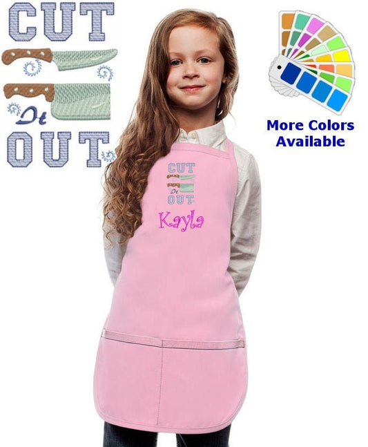 Personalized Kids Apron with Cut it Out Embroidery Design, Kitchen Cook Gift, School Gift, Funny Gift, Monogrammed, Cooking Party
