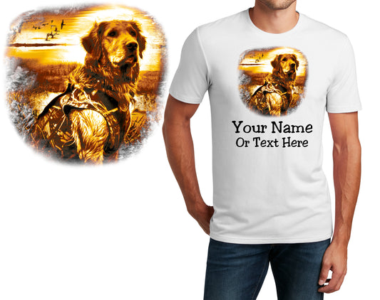 Personalized T-Shirt Golden Retriever Hunting Dog Design, Sports Shirt, Printed Shirt, Custom Name, Dad Gift, Mom Gift, Unisex Tee
