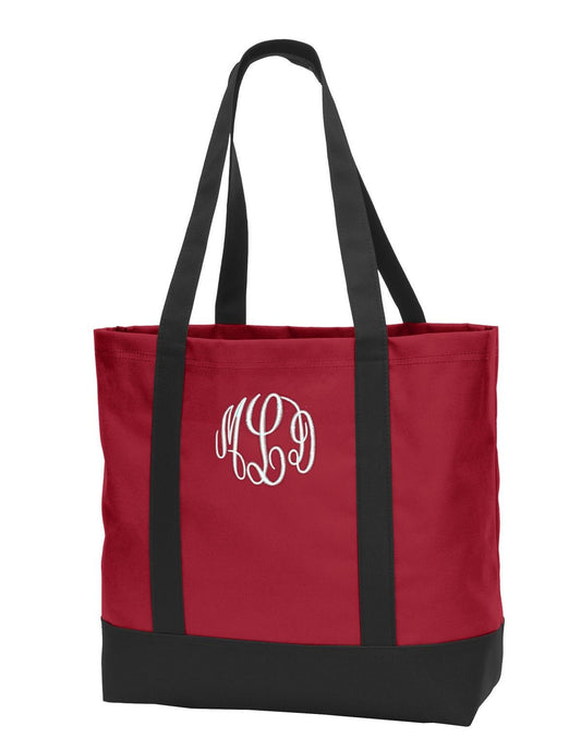 Monogrammed Red Tote Bag, Custom Tote Bag, Bridesmaid Gift, Bachelorette Party Gift, Teacher, Embroidered Personalized Name of Your Choice