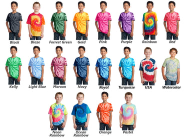 Monogrammed Kids Tie Dye Shirt, T-Shirt, Embroidered Custom, Colorful , Tie-Dye, Rainbow, Cotton