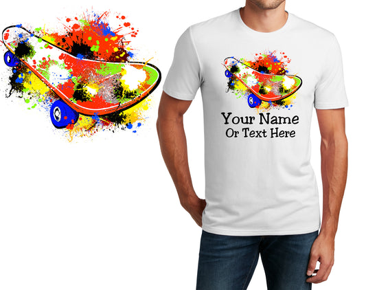 Personalized T-Shirt Skateboard Splatter Design, Sports Shirt, Printed Shirt, Custom Name, Dad Gift, Coach Gift, Unisex, Womens Tee