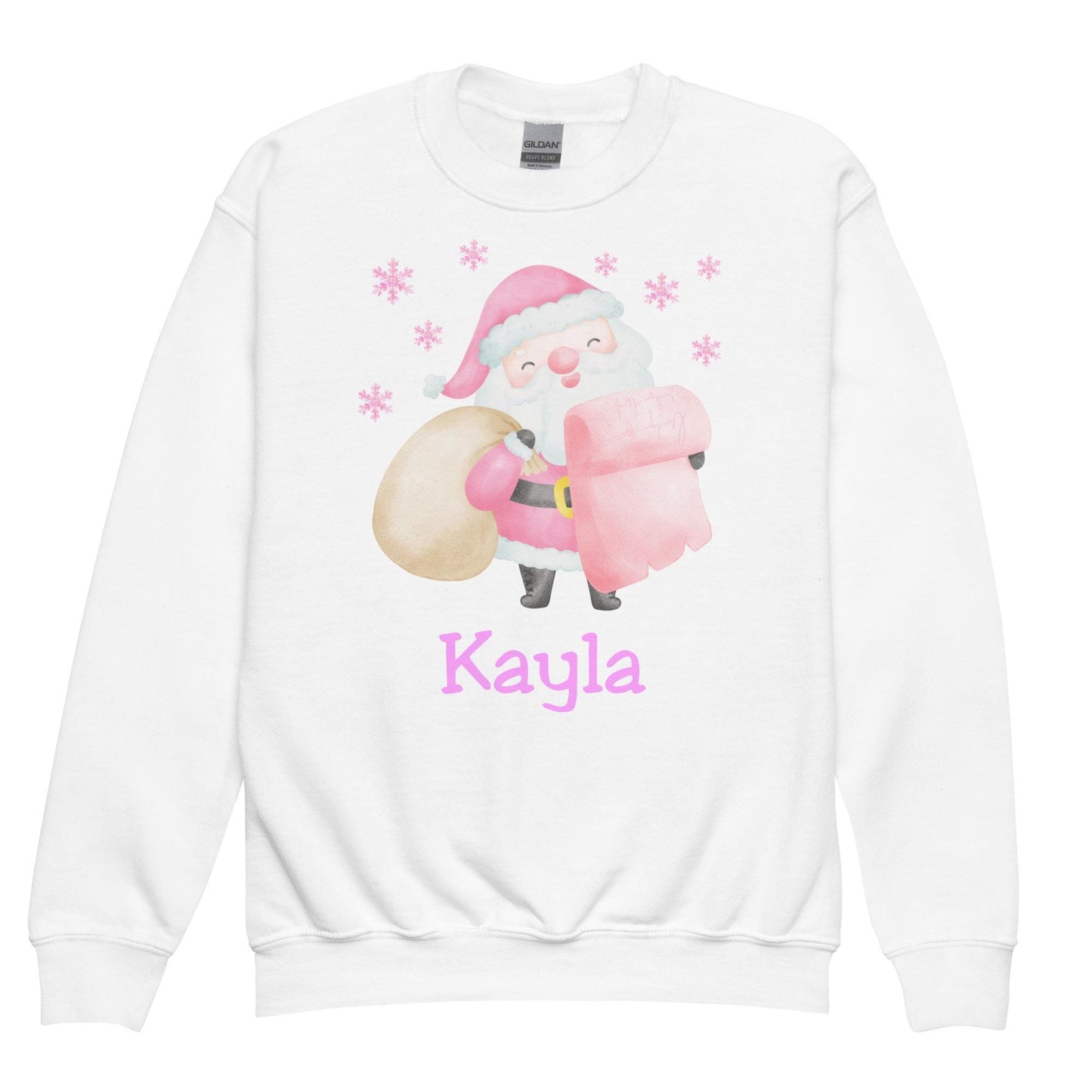 Personalized Kids Pink Santa Christmas Sweatshirt, Retro Santa, Christmas Season Gifts, Christmas Gift Kids, Xmas Sweatshirt, Kids Gift