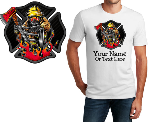Personalized T-Shirt Firefighter Fireman Design, Fire Shirt, Custom Shirt, Custom Name, Dad Gift, Paramedic Gift, Unisex Women Tee