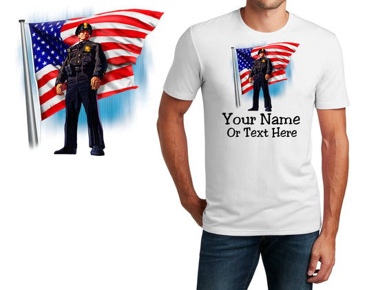 Personalized T-Shirt Police Flag Design, Law Enforcement Shirt, Custom Shirt, Custom Name, Dad Gift, Police Gift, Unisex Womens Tee